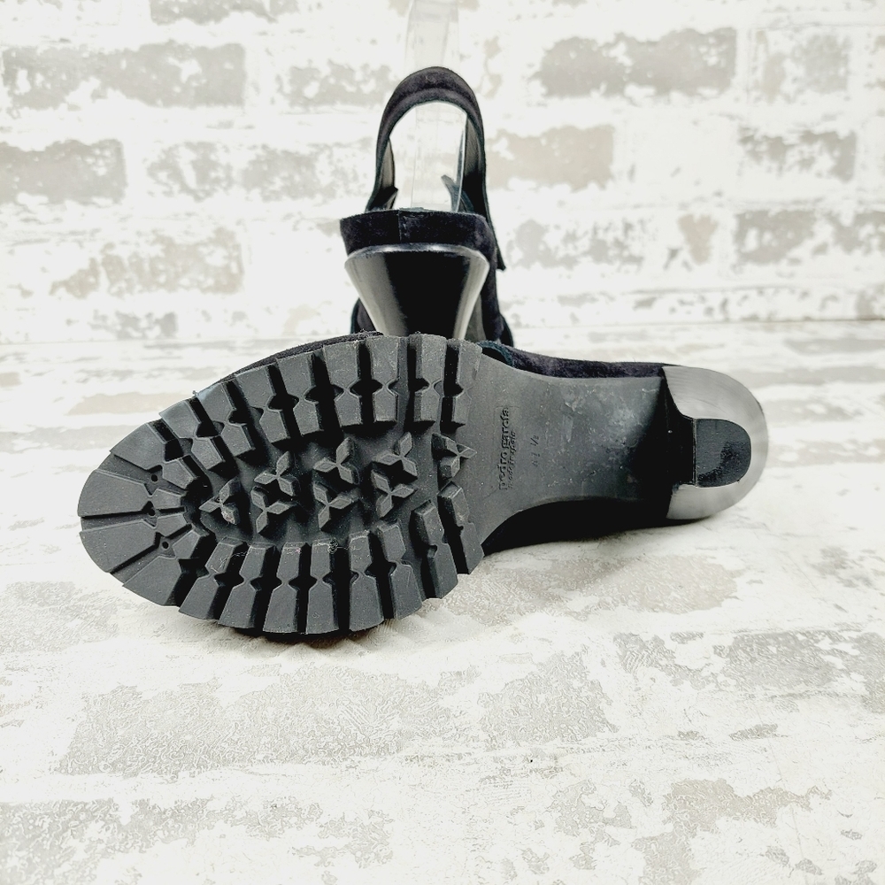NEW Pedro Garcia Yuval Black Suede Slingback Open Toe Heeled Sandals T59 - Picture 6 of 11